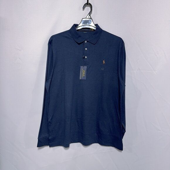 Ralph Lauren Men’s Classic Fit Soft Cotton Long Sleeve Polo Shirt Colored Pony L - Picture 1 of 10
